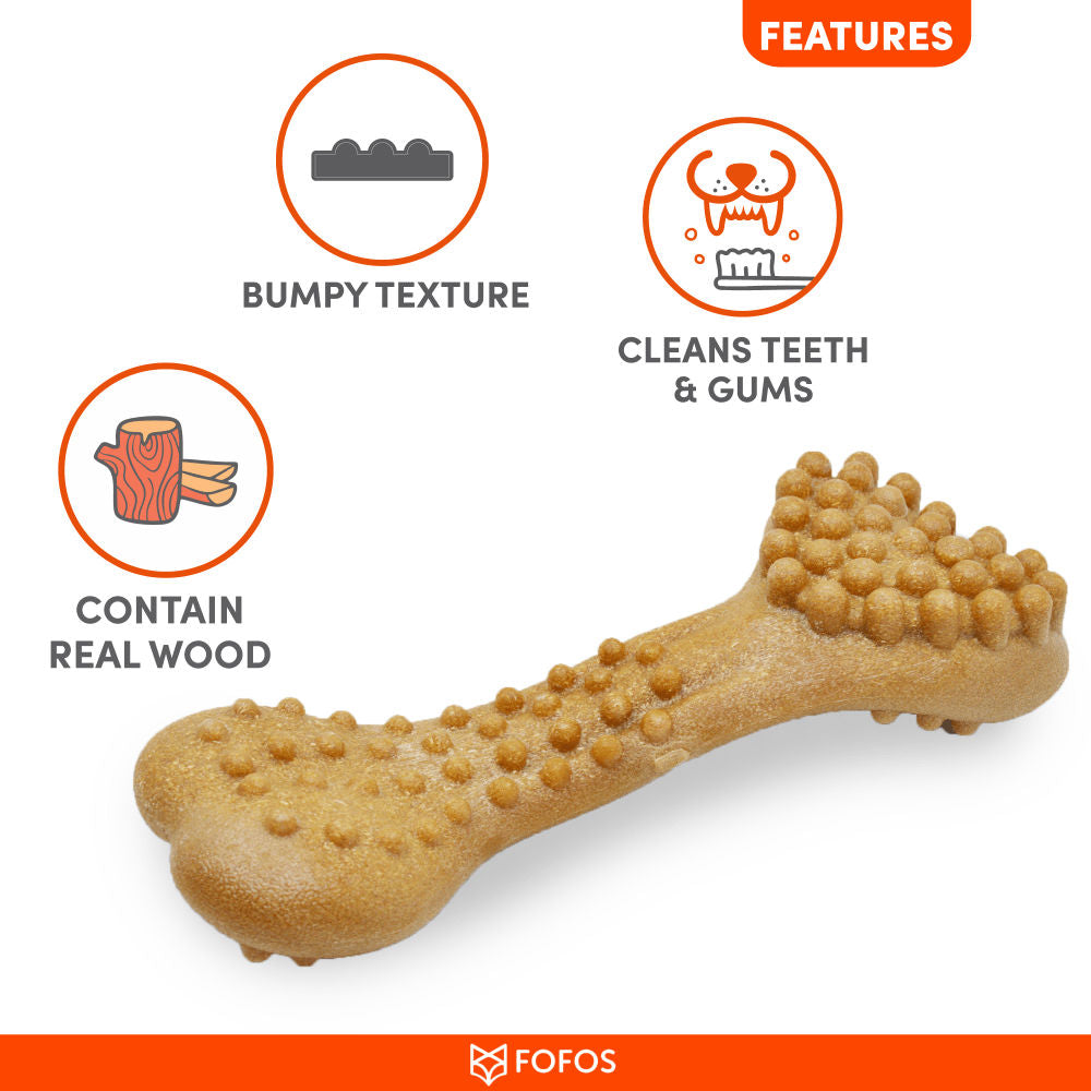 Barkbutler x Fofos Woodplay Brush Bone Toy for Dogs | For Chewers — in use