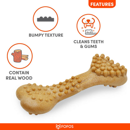 Barkbutler x Fofos Woodplay Brush Bone Toy for Dogs | For Chewers — in use
