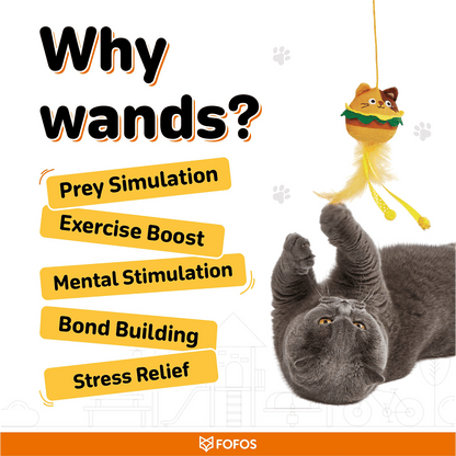 Fofos Wand Meow Fast Food Teaser Toy for Cats — detail shot