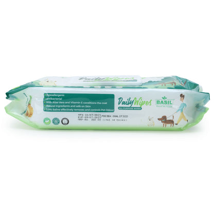 Basil All Purpose Wet Wipes for Dogs and Cats — side view