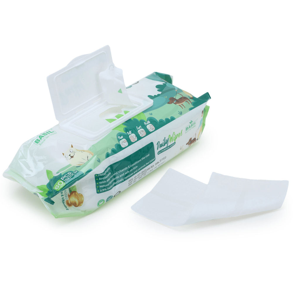 Basil All Purpose Wet Wipes for Dogs and Cats — back view