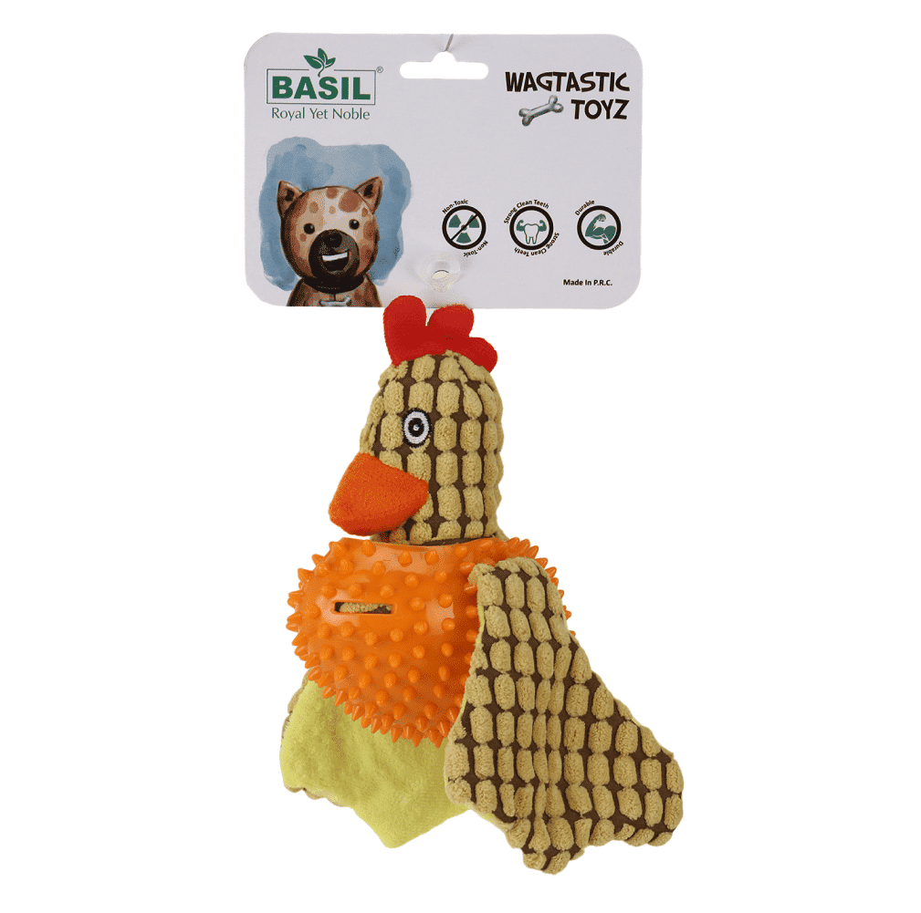 Basil Bird Shaped Plush Toy with Squeaky Neck for Dogs — detail shot