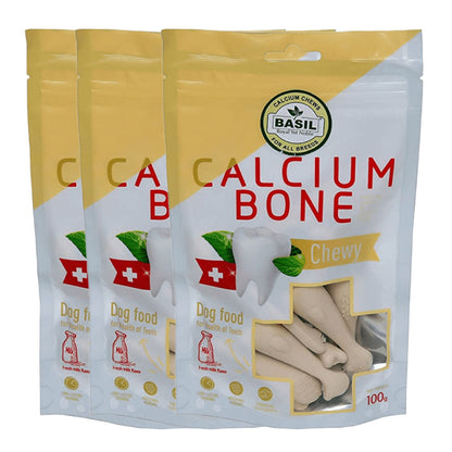 Basil Calcium Chew Bones Dog Treats — back view