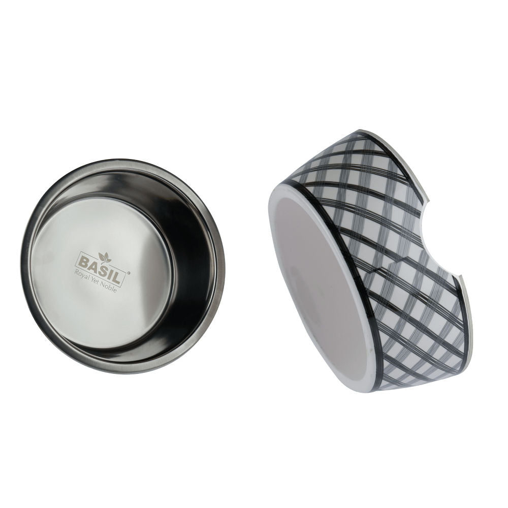 Basil Check Print Melamine Bowl for Dogs and Cats — back view