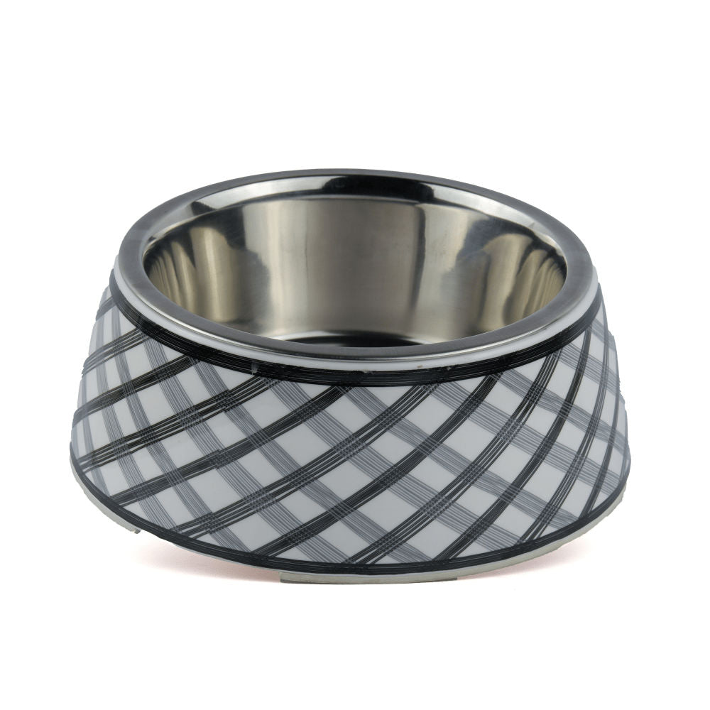 Basil Check Print Melamine Bowl for Dogs and Cats — detail shot