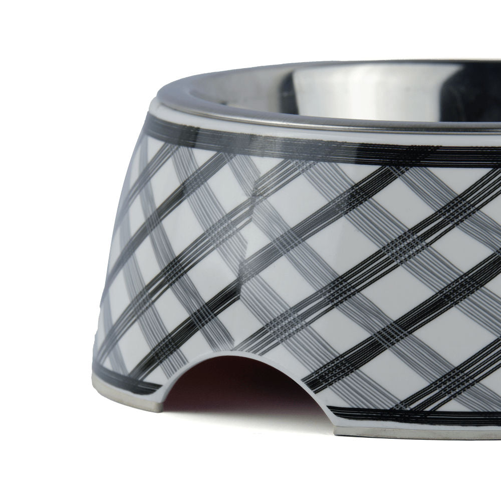 Basil Check Print Melamine Bowl for Dogs and Cats — in use