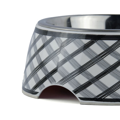 Basil Check Print Melamine Bowl for Dogs and Cats — in use
