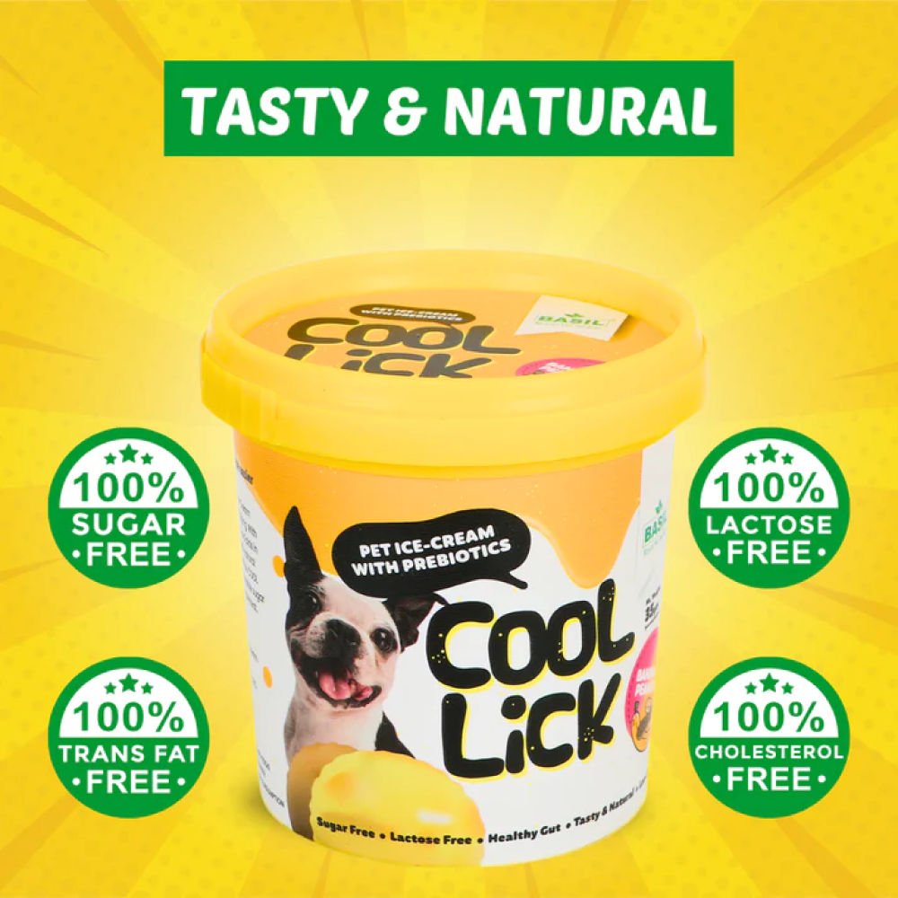 Basil Cool Lick Banana & Peanuts with Added Prebiotics Ice Cream for Dogs — back view