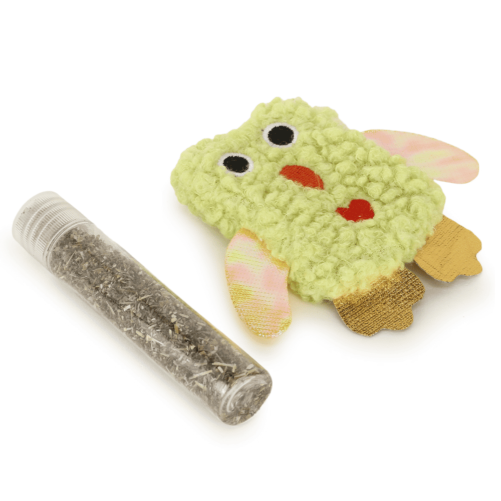 Basil Cotton Plush Cat Toy with Catnip for Cats — in use