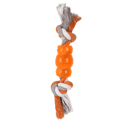 Basil Cotton Rope Rubber Chew Toy with Hard TPR Centre for Dogs — back view