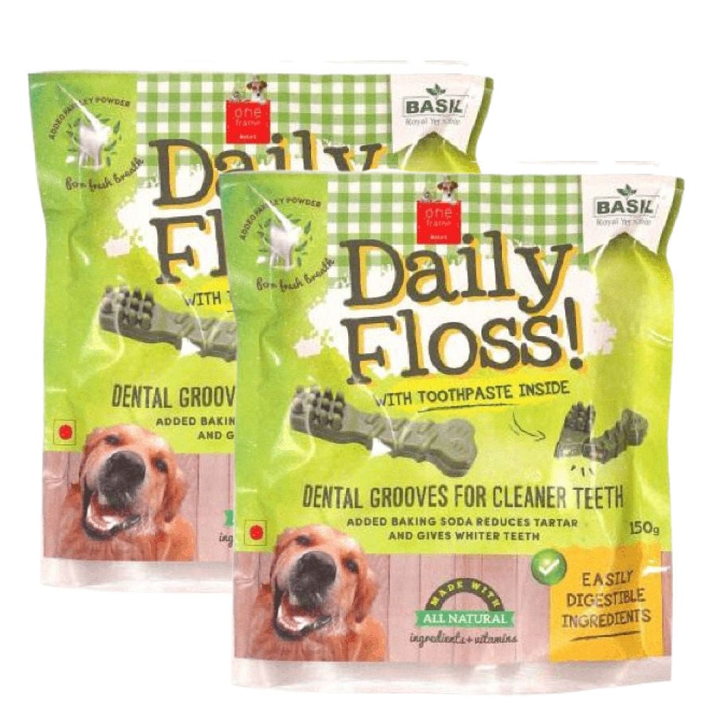 Basil Daily Floss with Toothpaste Stuffing Dog Treats — side view