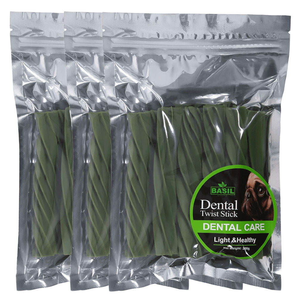 Basil Dental Care Stick Chew Dog Treats — back view