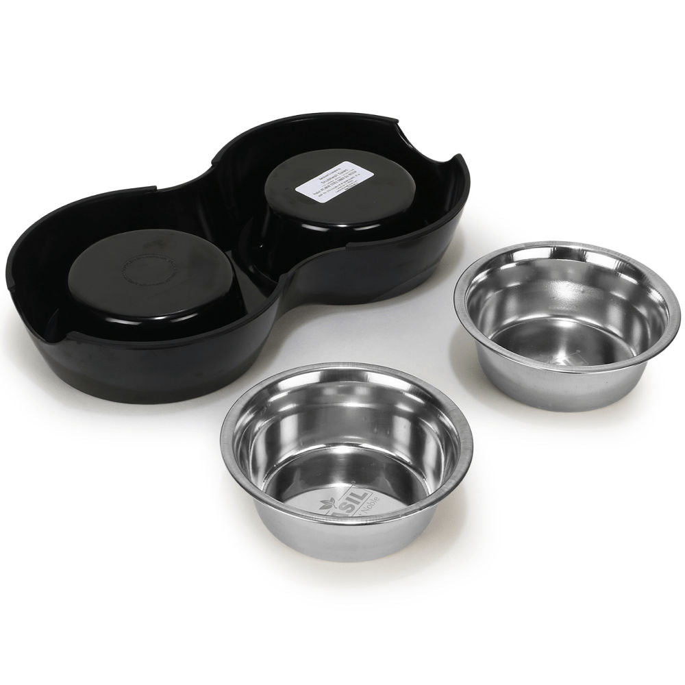 Basil Double Melamine Bowl Dinner Set for Dogs and Cats — detail shot