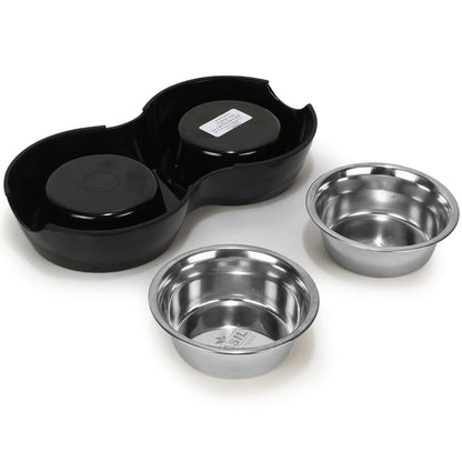 Basil Double Melamine Bowl Dinner Set for Dogs and Cats — detail shot