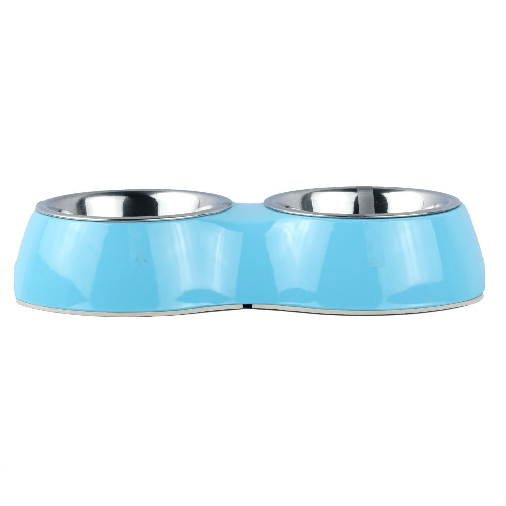 Basil Double Melamine Bowl Dinner Set for Dogs and Cats — side view