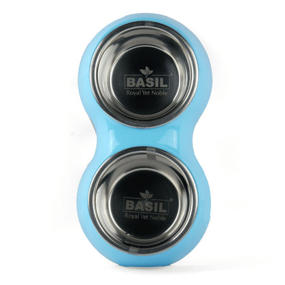 Basil Double Melamine Bowl Dinner Set for Dogs and Cats — detail shot