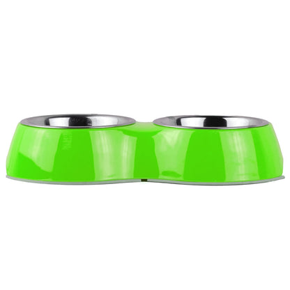 Basil Double Melamine Bowl Dinner Set for Dogs and Cats — side view