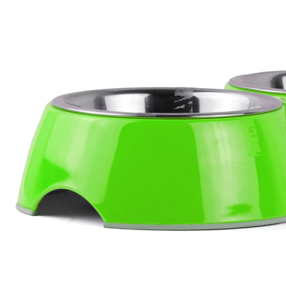Basil Double Melamine Bowl Dinner Set for Dogs and Cats — back view