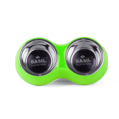 Basil Double Melamine Bowl Dinner Set for Dogs and Cats — detail shot