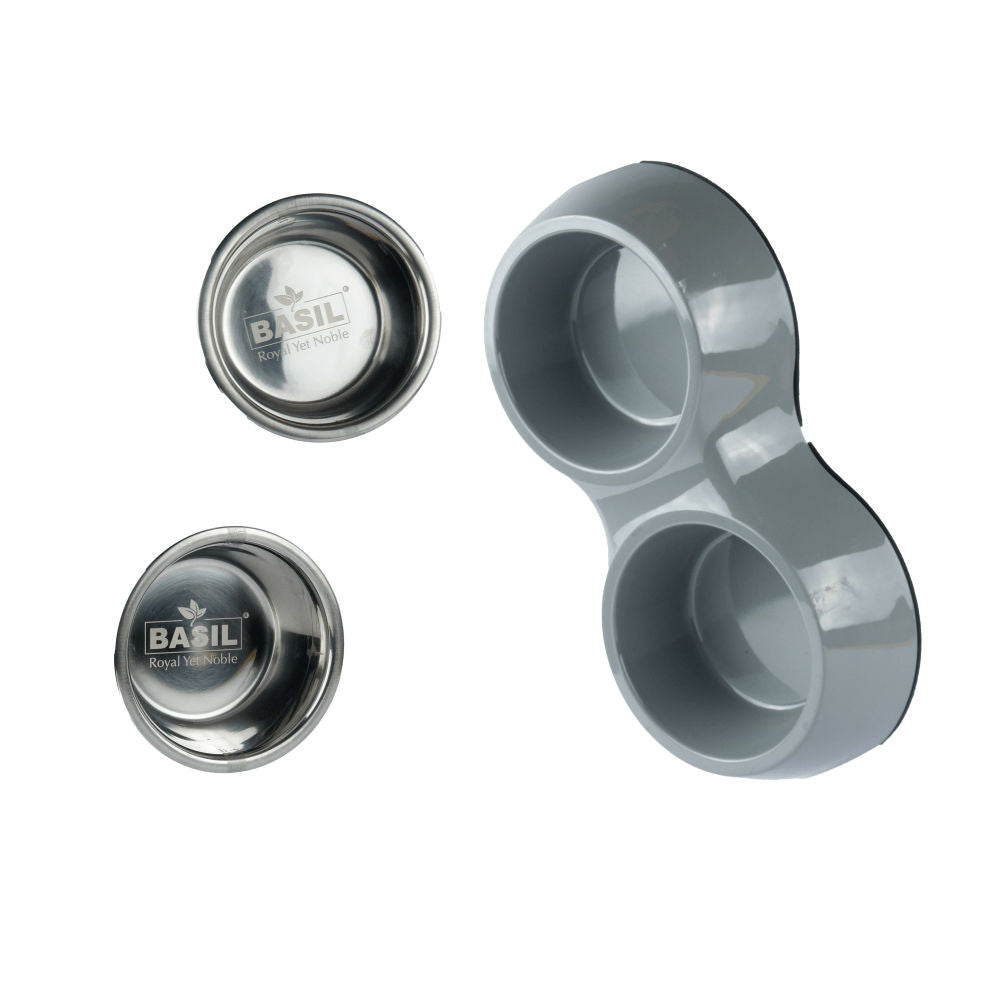 Basil Double Melamine Bowl Dinner Set for Dogs and Cats — detail shot
