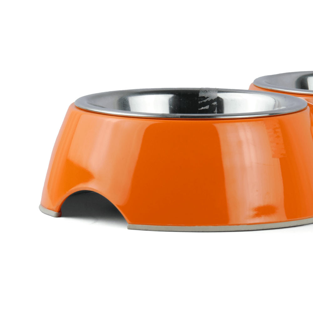 Basil Double Melamine Bowl Dinner Set for Dogs and Cats — side view