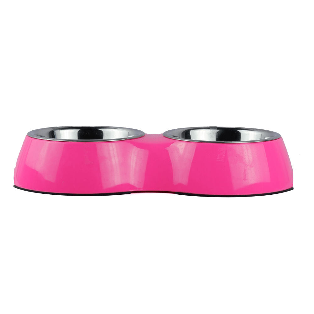 Basil Double Melamine Bowl Dinner Set for Dogs and Cats — side view