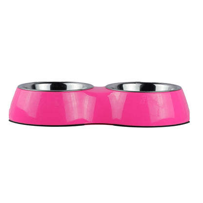 Basil Double Melamine Bowl Dinner Set for Dogs and Cats — side view