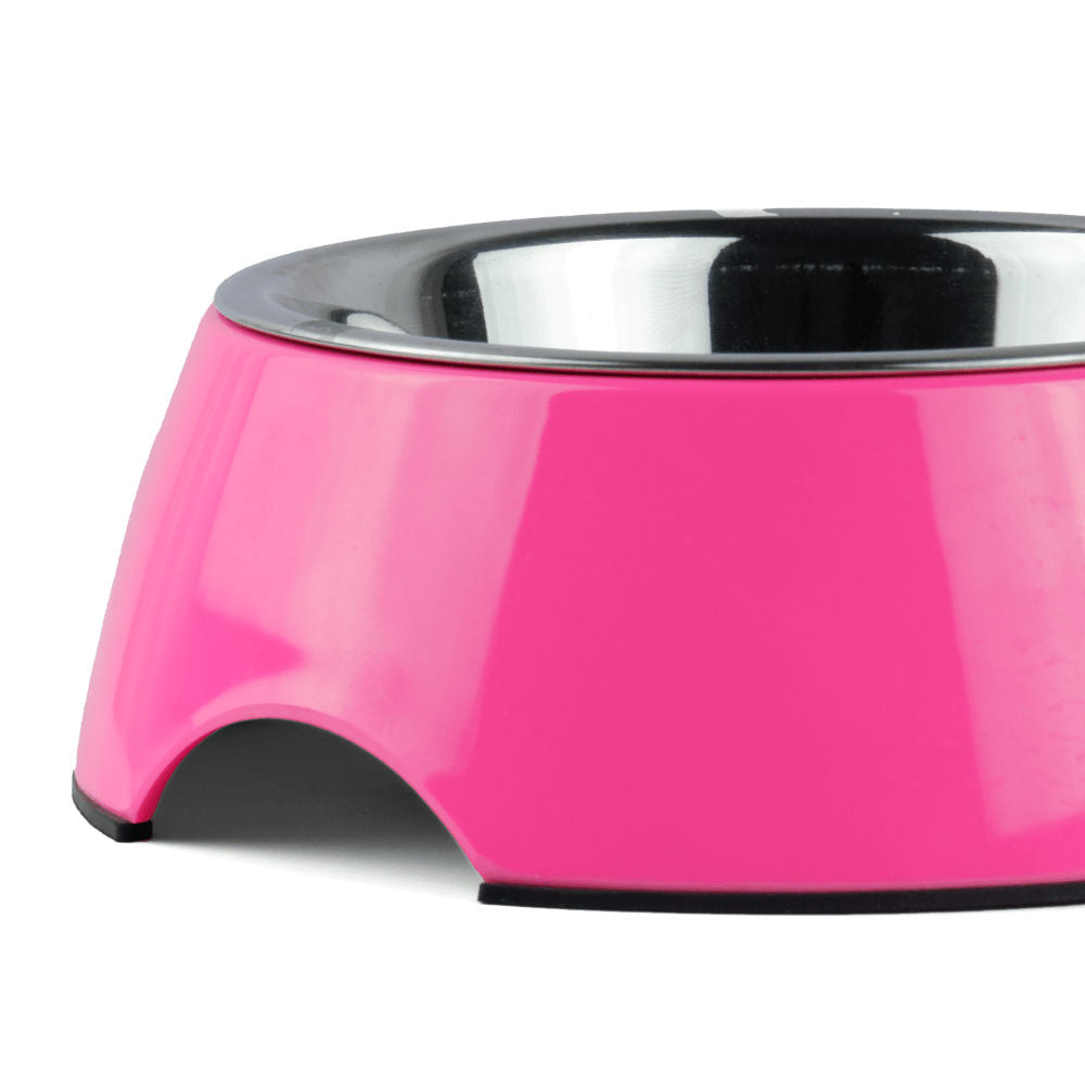 Basil Double Melamine Bowl Dinner Set for Dogs and Cats — back view