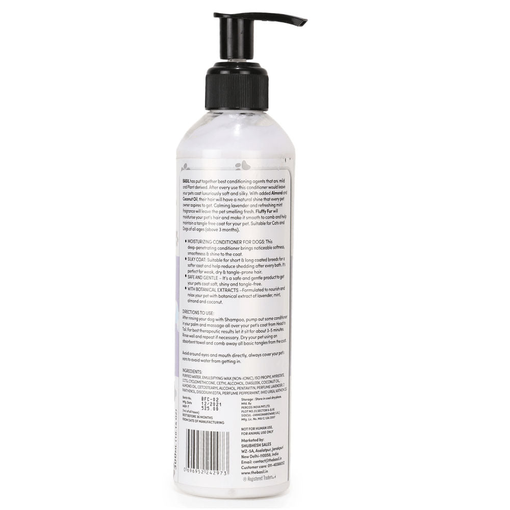 Basil Fluffy Fur Conditioner for Dogs and Cats — back view