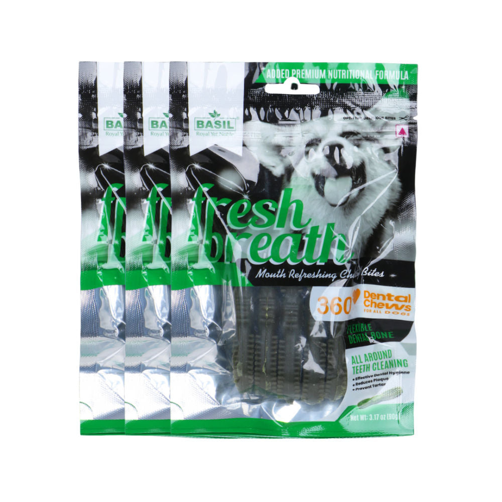 Basil Fresh Breath Chewy Bone Dog Treat — side view