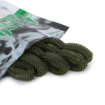 Basil Fresh Breath Chewy Bone Dog Treat — detail shot