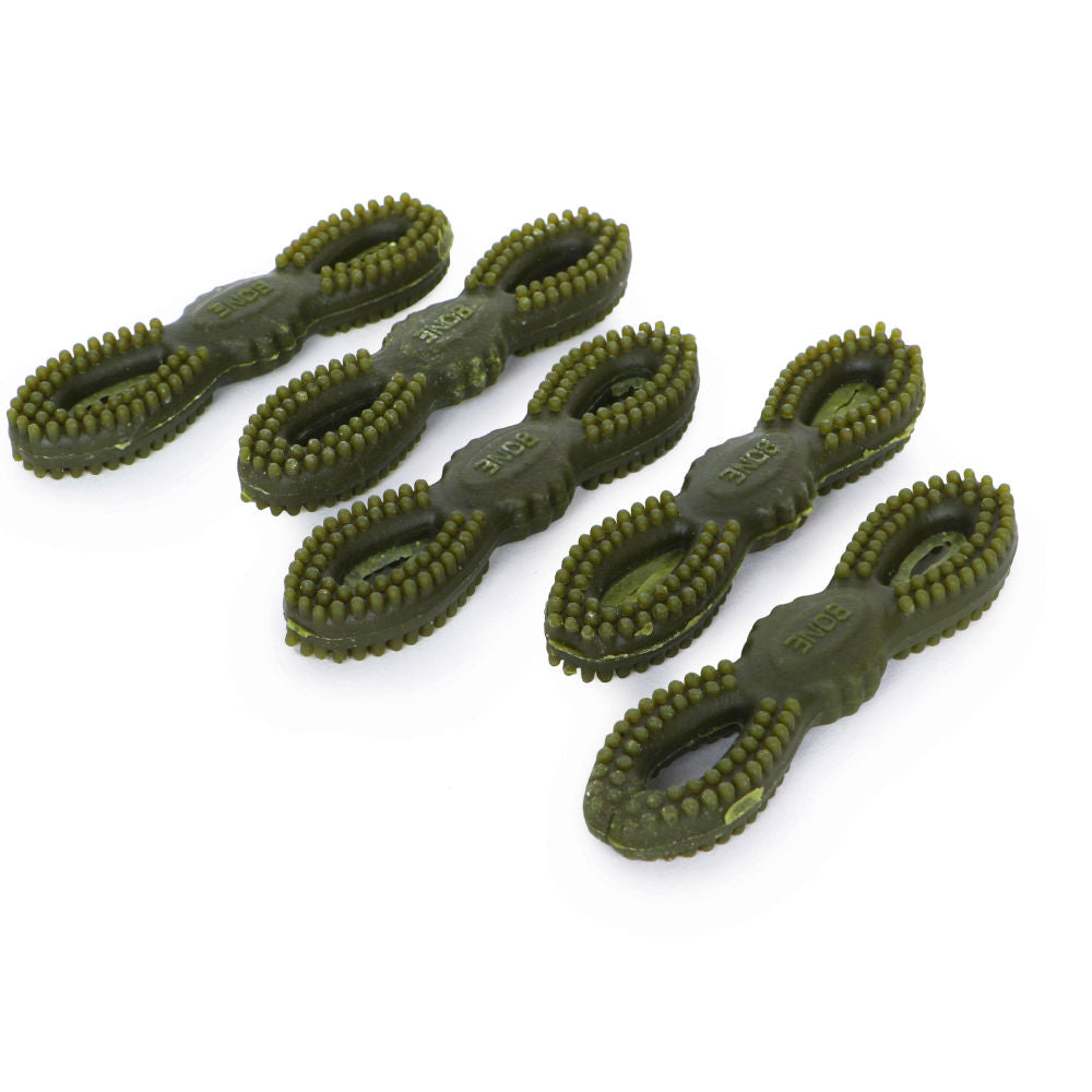 Basil Fresh Breath Chewy Bone Dog Treat — in use