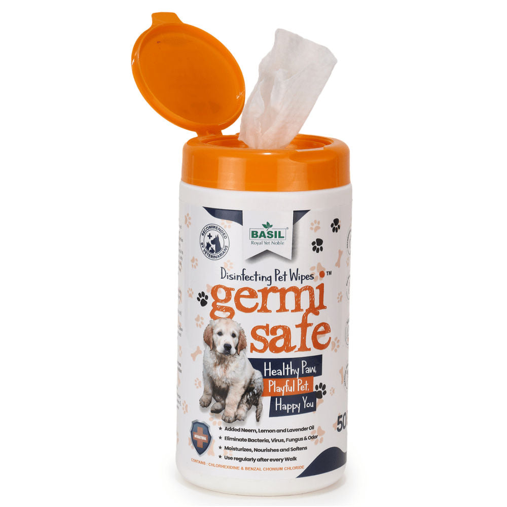 Basil Germi Safe Wet Wipes for Dogs and Cats — back view