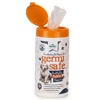 Basil Germi Safe Wet Wipes for Dogs and Cats — back view