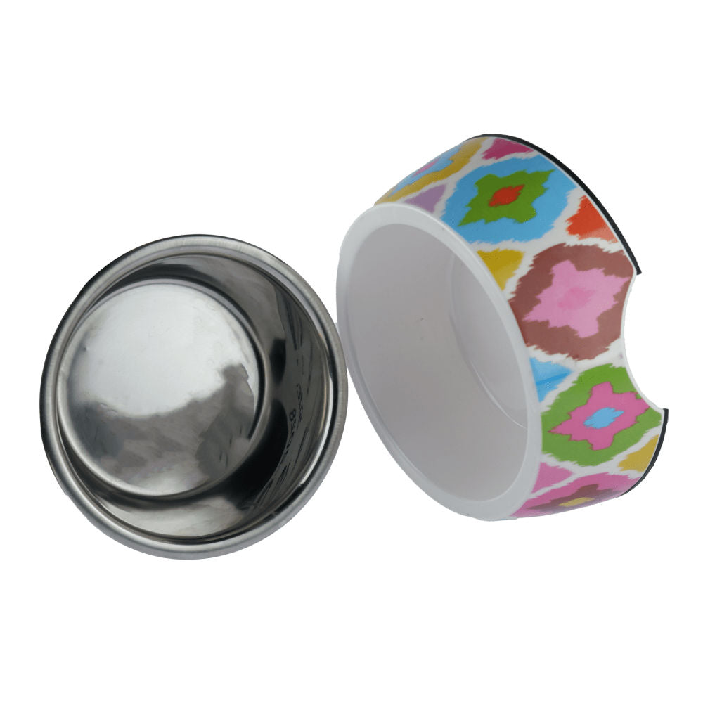 Basil Ikkat Print Melamine Bowl for Dogs and Cats — side view