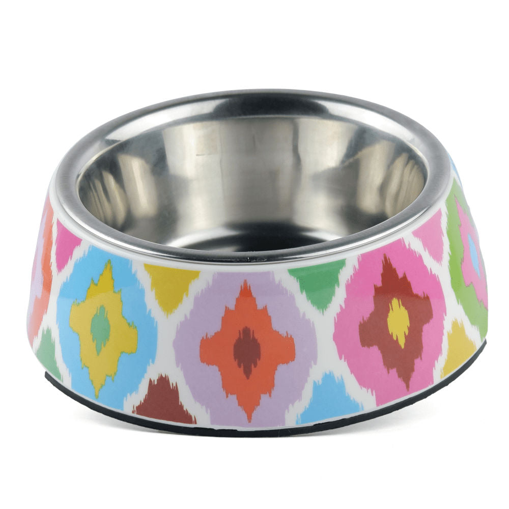 Basil Ikkat Print Melamine Bowl for Dogs and Cats — detail shot