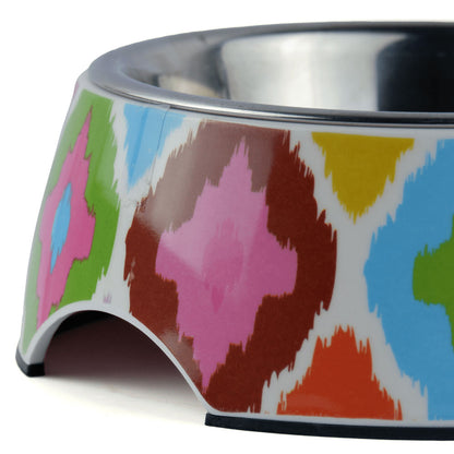 Basil Ikkat Print Melamine Bowl for Dogs and Cats — in use