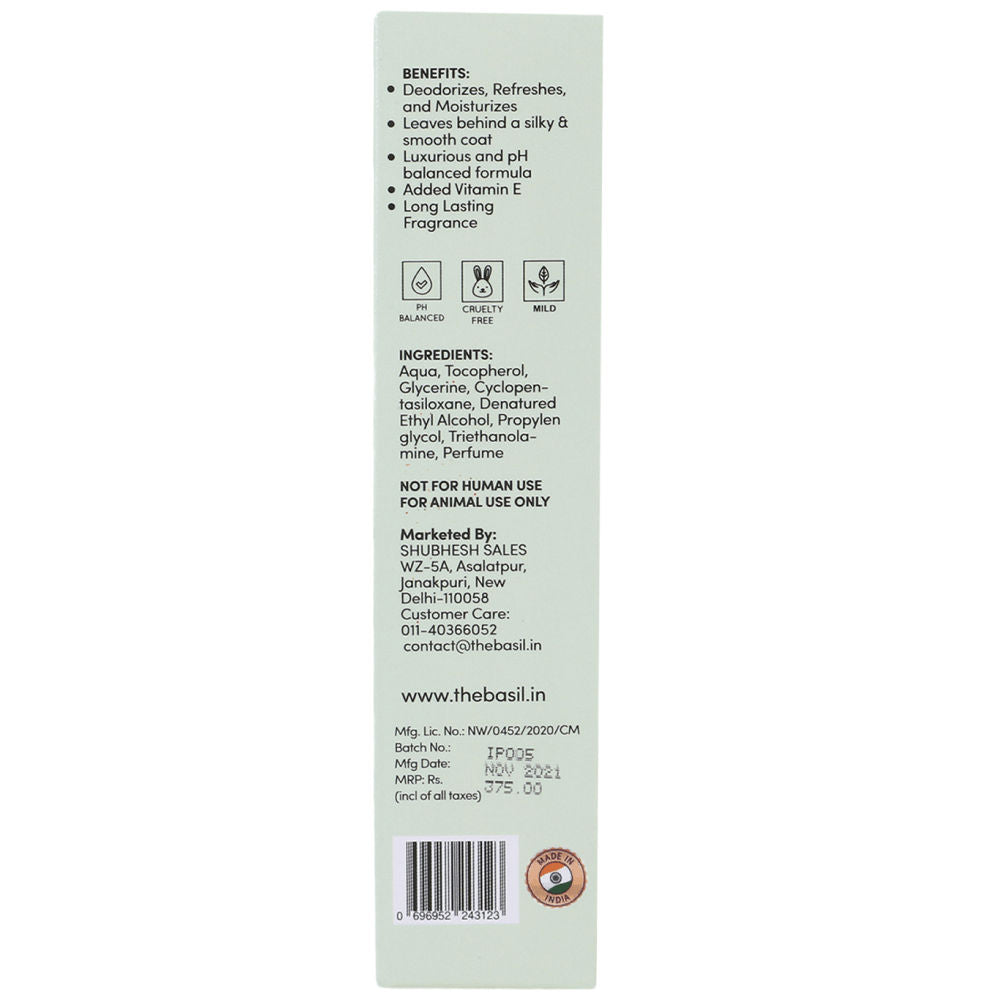 Basil Iris Cologne Spray for Dogs and Cats — back view