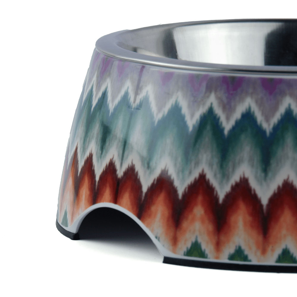 Basil Multizig Print Melamine Bowl for Dogs and Cats — side view