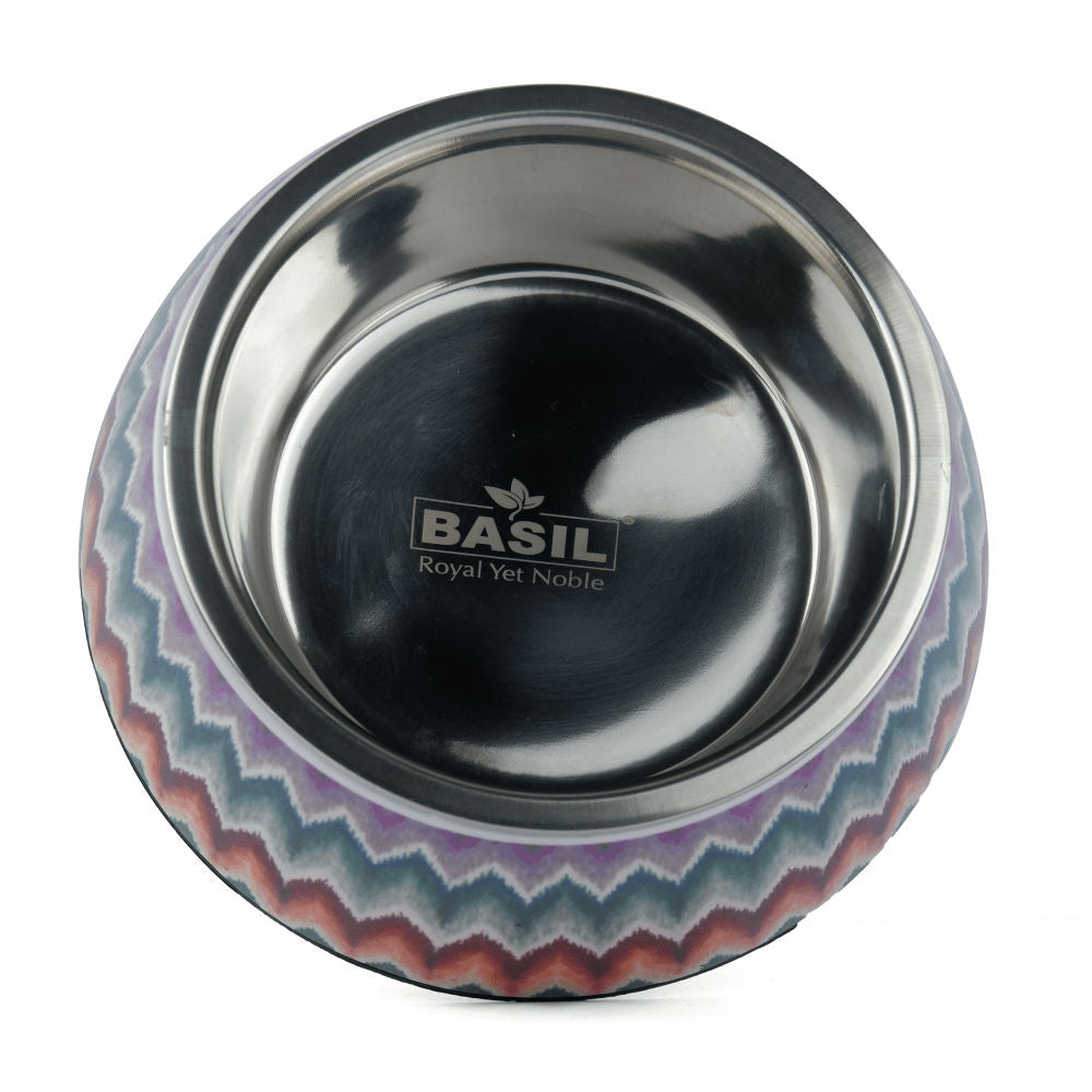 Basil Multizig Print Melamine Bowl for Dogs and Cats — detail shot