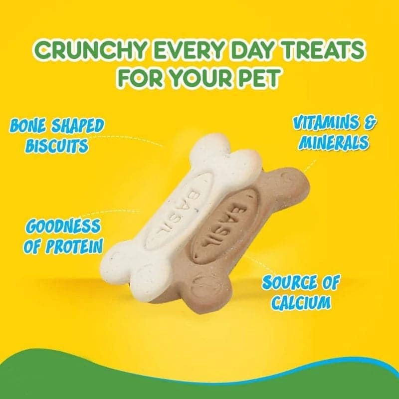 Basil Non Veg Bone Shaped Adult Dog Biscuits — detail shot