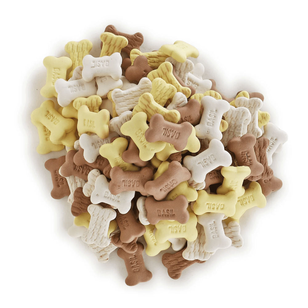 Basil Non Veg Bone Shaped Puppy Biscuits — side view