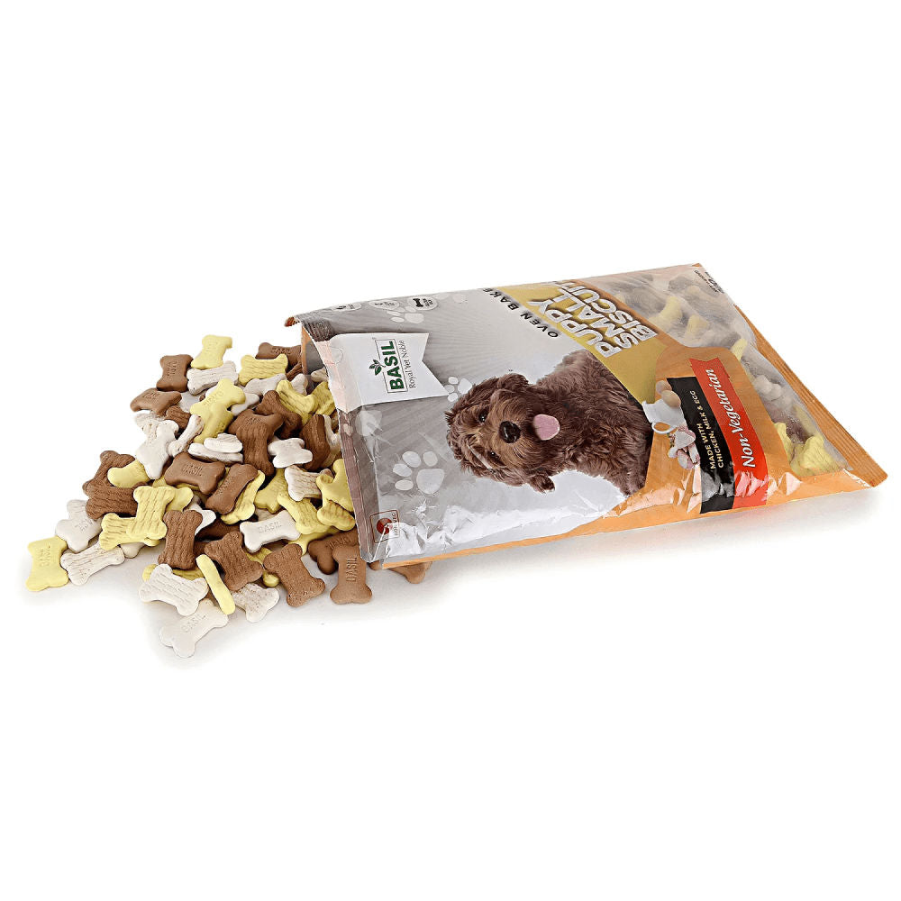 Basil Non Veg Bone Shaped Puppy Biscuits — back view