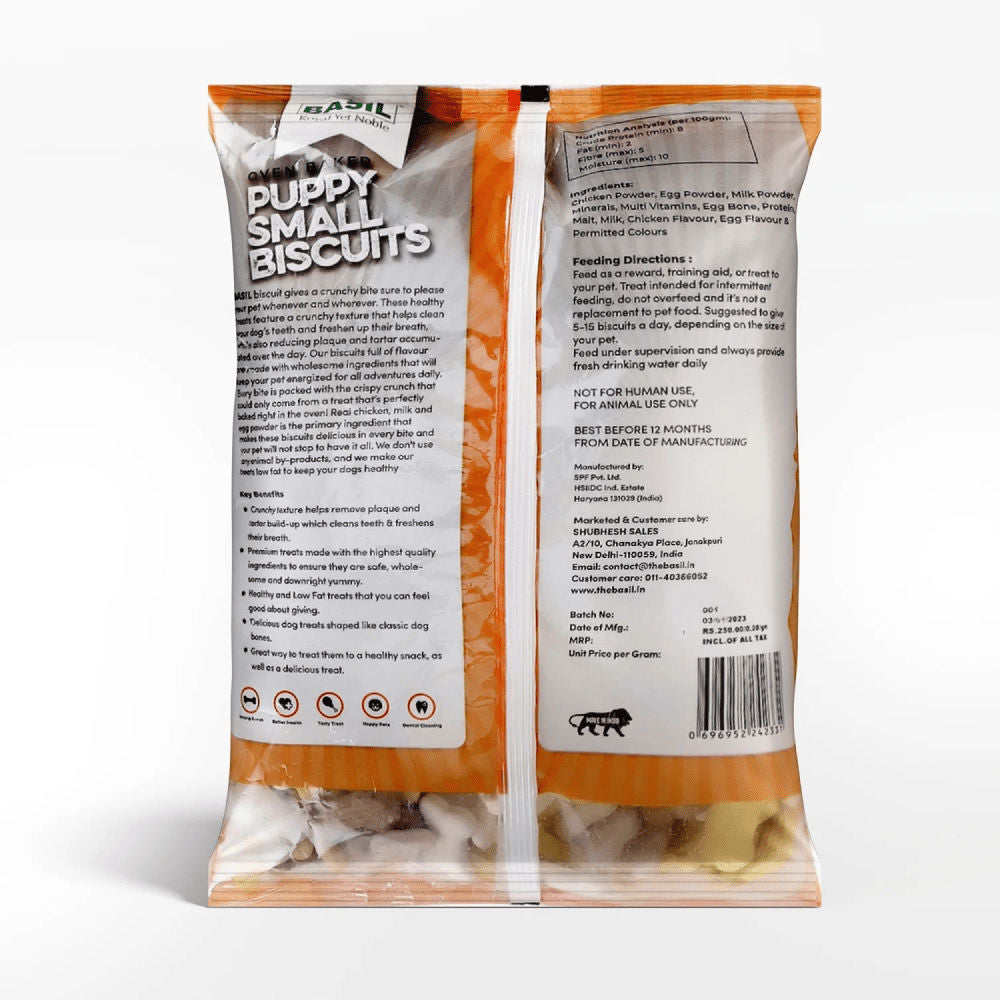 Basil Non Veg Bone Shaped Puppy Biscuits — detail shot