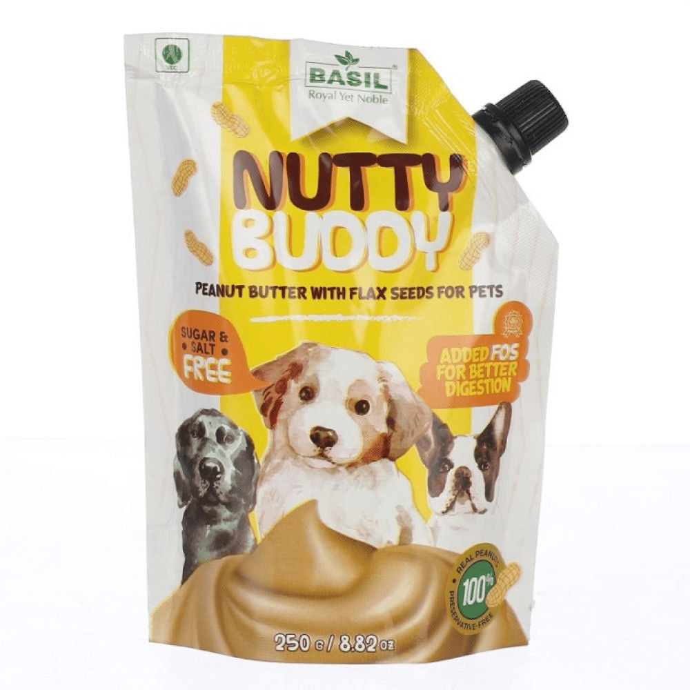 Basil Nutty Buddy Peanut Butter With Flax Seeds For Dogs