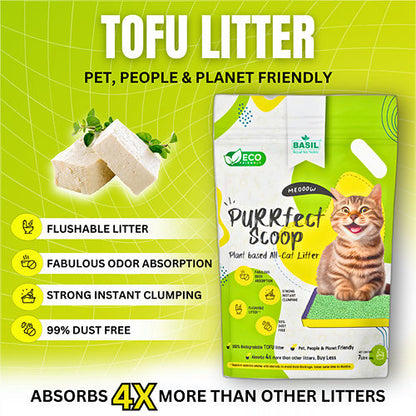 Basil Purrfect Green Tea Scented Clumping Cat Litter — back view