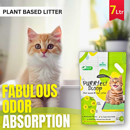 Basil Purrfect Green Tea Scented Clumping Cat Litter — detail shot