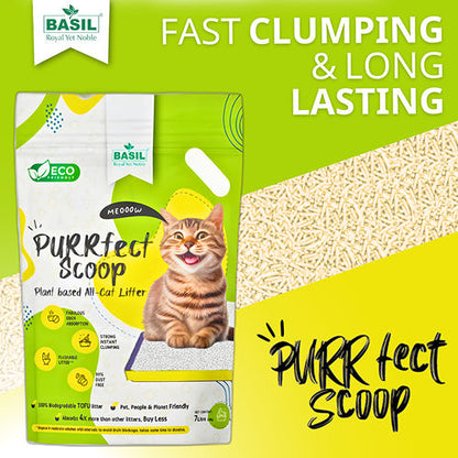 Basil Purrfect Milk Powder Scented Clumping Cat Litter — side view