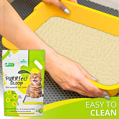Basil Purrfect Milk Powder Scented Clumping Cat Litter — in use