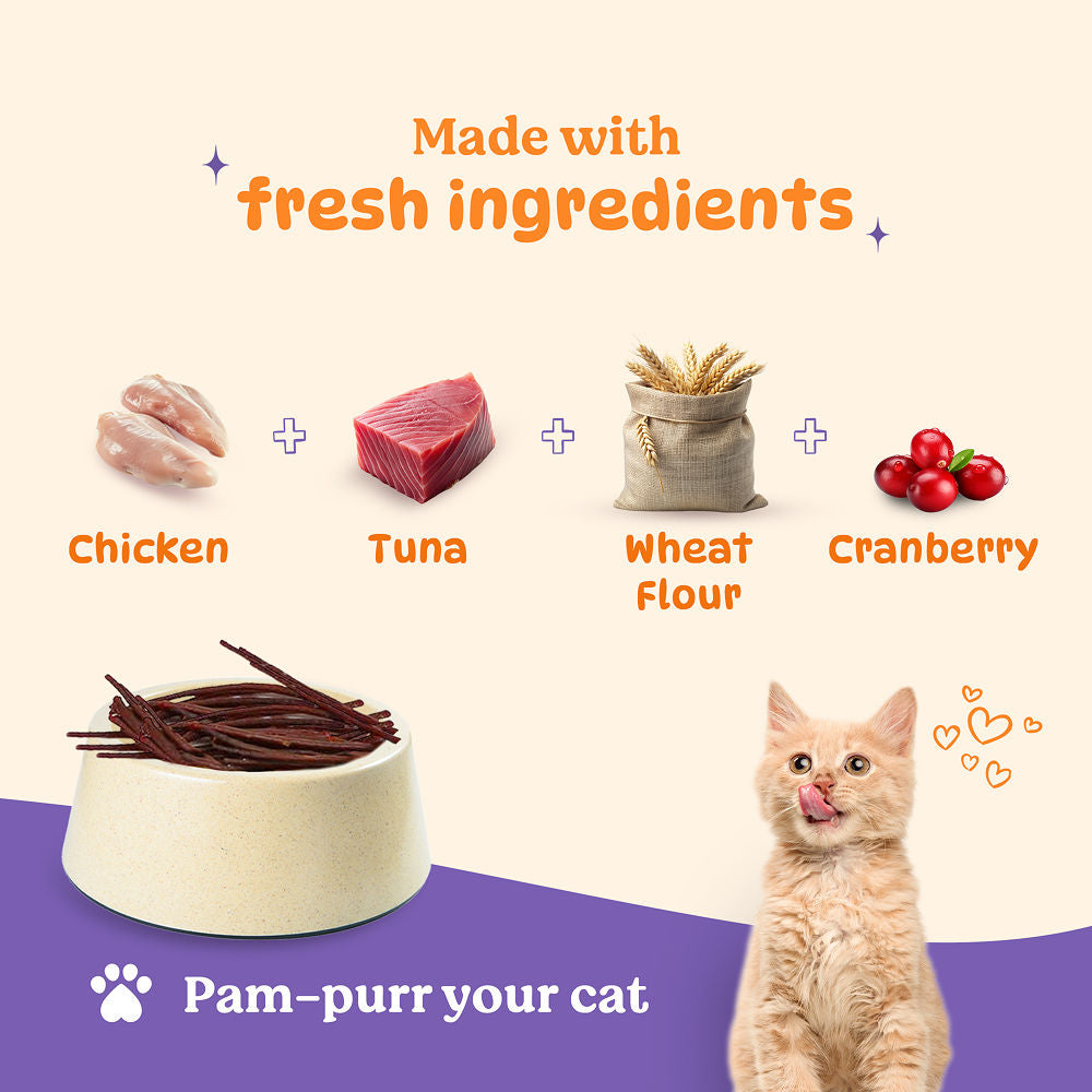 Basil Purrfect Tuna and Cranberry Dental Stick Cat Treat — side view